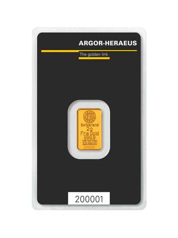 2g Gold Bar | Argor Heraeus | Kinebar